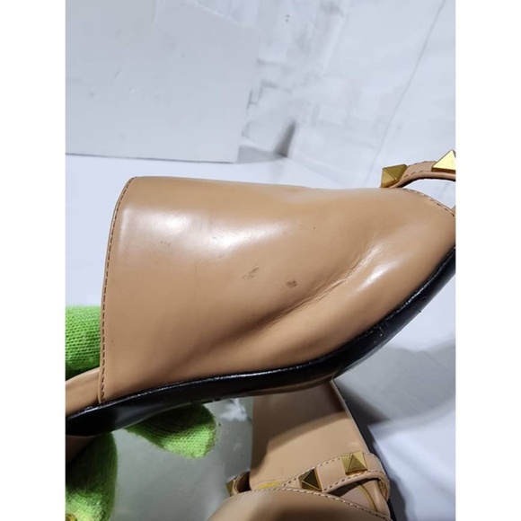 Authentic VALENTINO GARAVANI Nappa Rockstud Tower Heel Mules 38 Biege - Picture 14 of 16